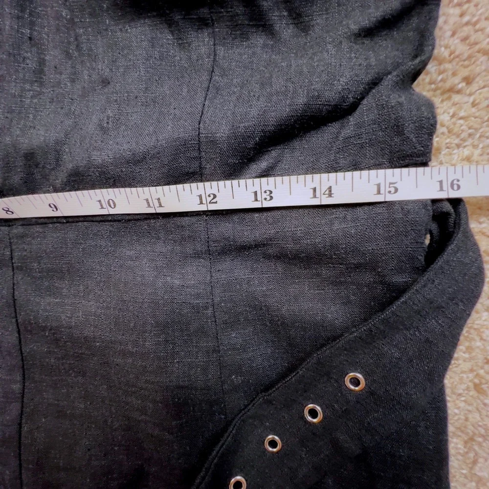 Mango MNG Halter Cross Front Jumpsuit Belted Black Linen Blend Size M Back Zip